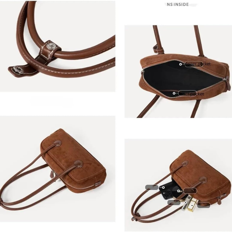 Women's Brown Faux Suede Shoulder Bag