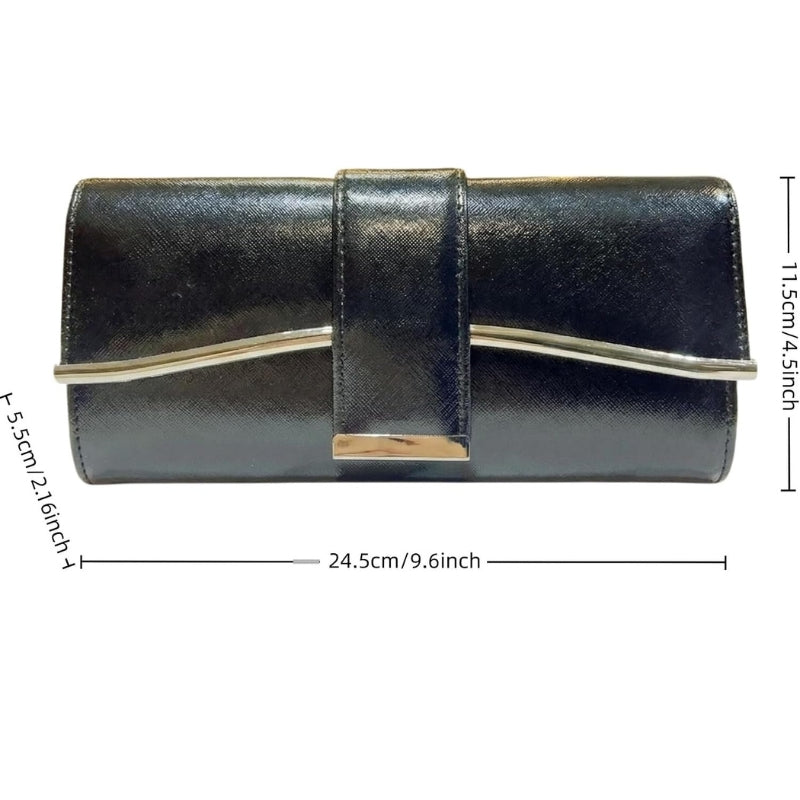 Faux Leather Flap Crossbody Clutch With Chai