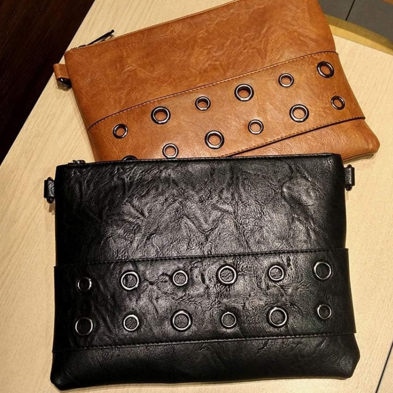 Rivet Envelope Clutch Crossbody Bag With Strap