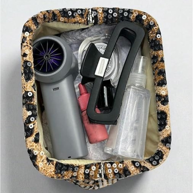 Sequin Leopard Print Y2K Evening Clutch Bag