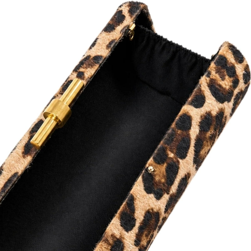 Faux Fur Cylinder Clutch With Detachable Chain