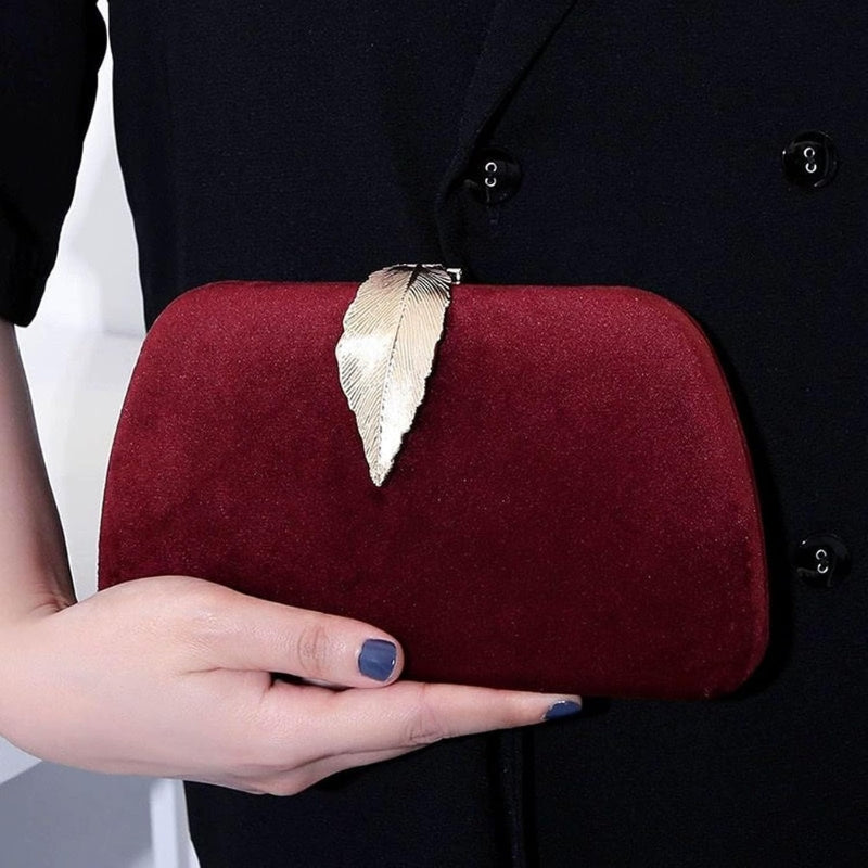 Vintage-Style Clutch With Metal Tab Clasp