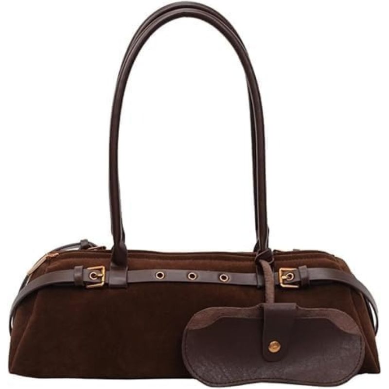 Vintage Suede Fabric Boston Shoulder Bag For Women Bag
