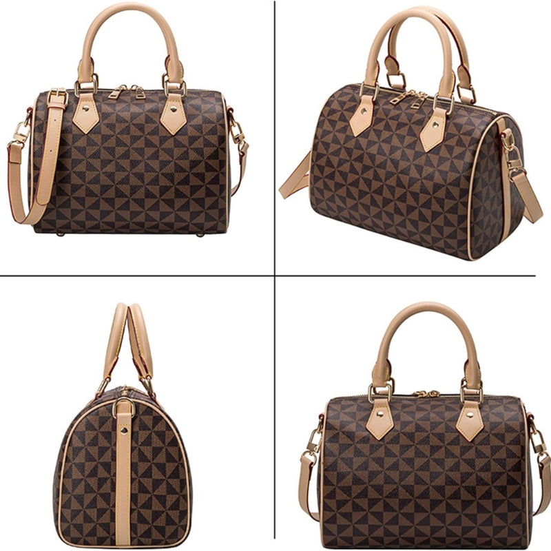Women’s Vegan Leather Boston Barrel Bag Handbag