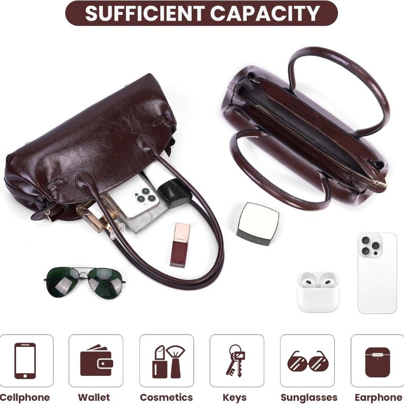 Vintage Glossy Leather Retro Minimalist Dome Shoulder Bag