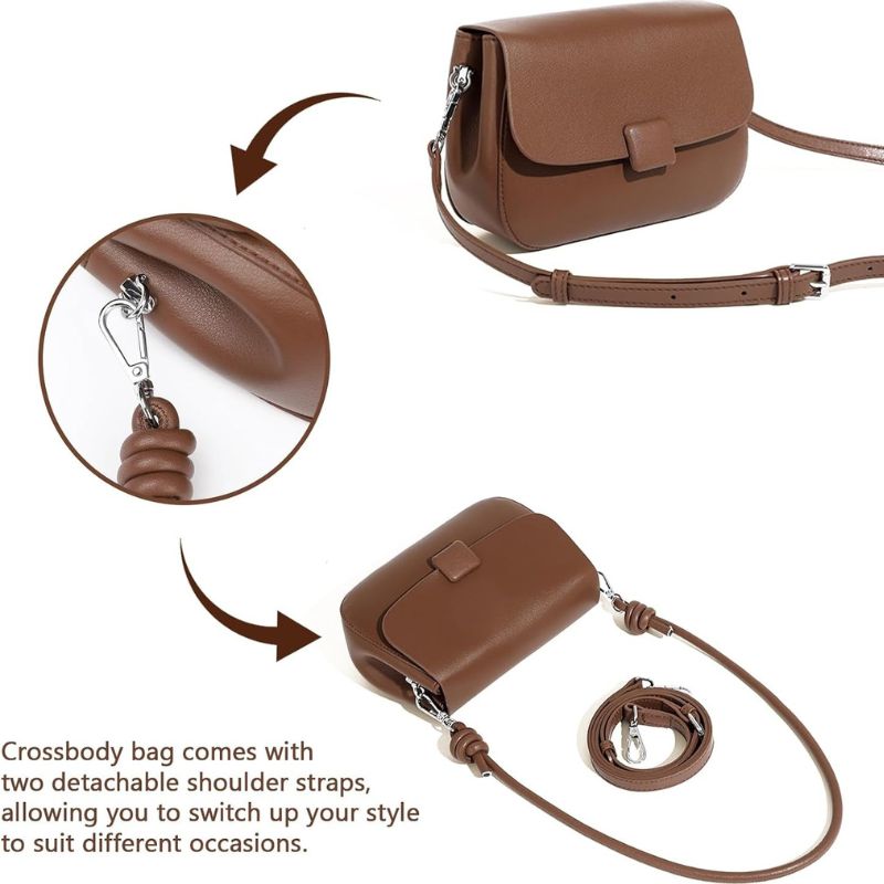 Magnetic Closur Genuine Leather Crossbody Bag