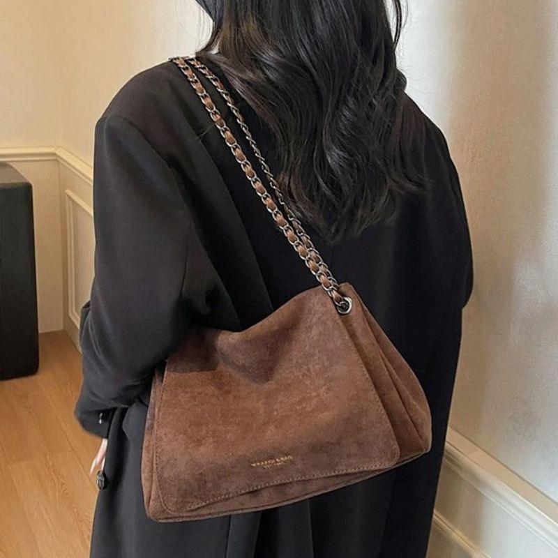 Women's Suede Chain Strap Crossbody Bag