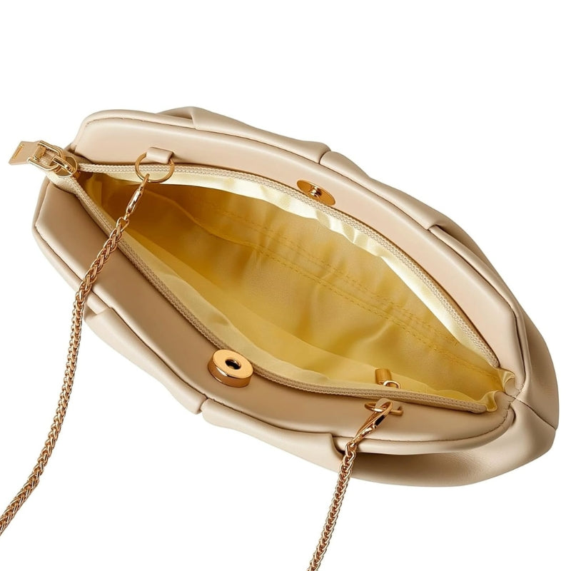 Women's Dressy Evening Bag Ruched PU Leather Clutch Purse