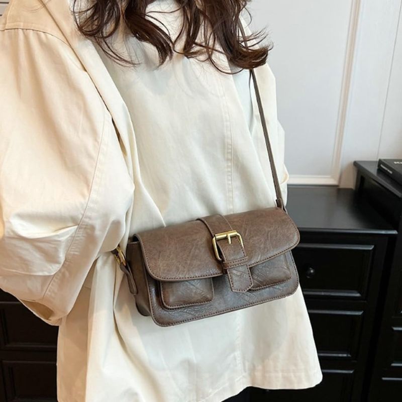 Vegan Leather Hobo Crossbody Bag with Detachable Strap
