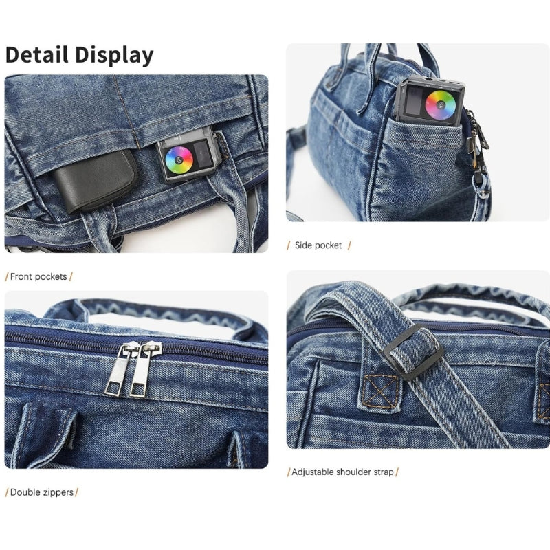 Large-Capacity Women's Denim Handbag