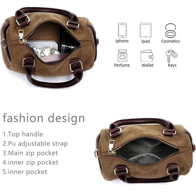 Small Faux Suede Purses Mini Top Handle Bag