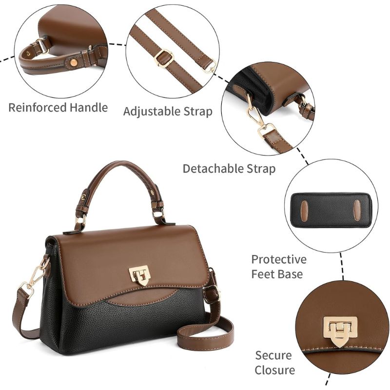 Women's Vegan Leather Satchel Crossbody Bag