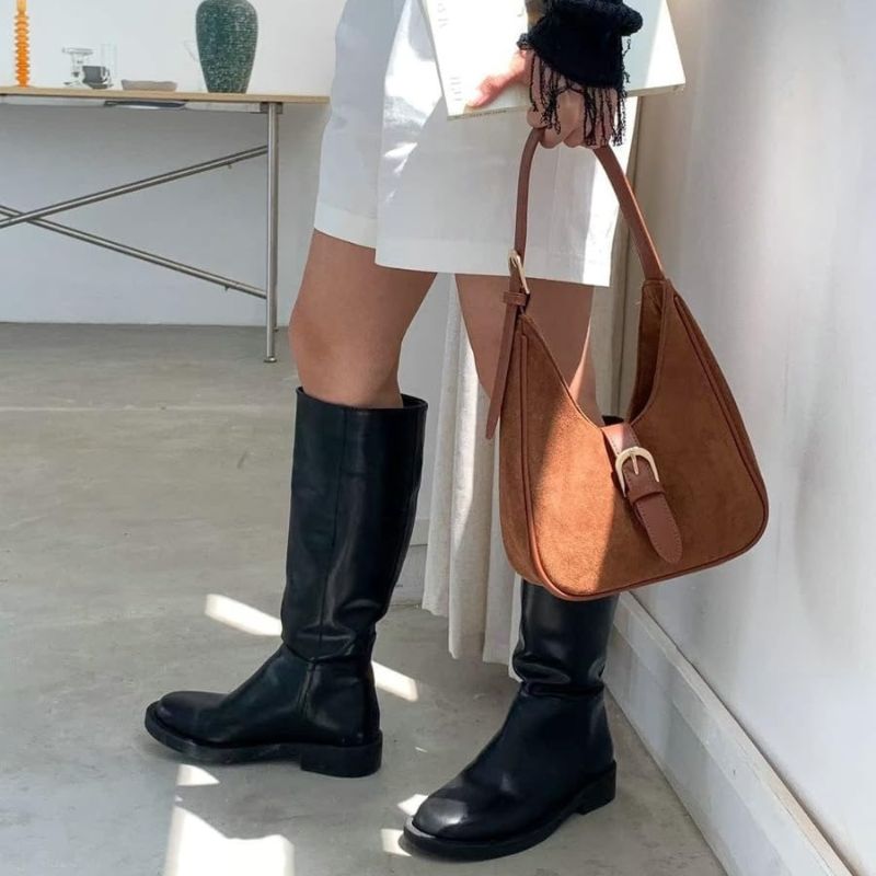 Retro Suede Shoulder Bag For Women Underarm Bag