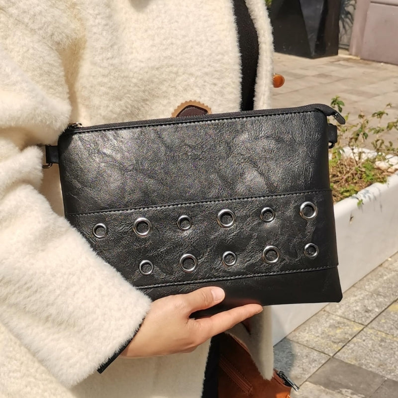 Rivet Envelope Clutch Crossbody Bag With Strap