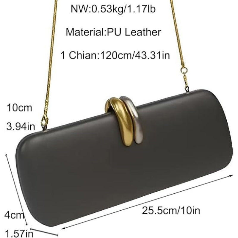 PU Leather Evening Clutch With Detachable Chain Crossbody Bag