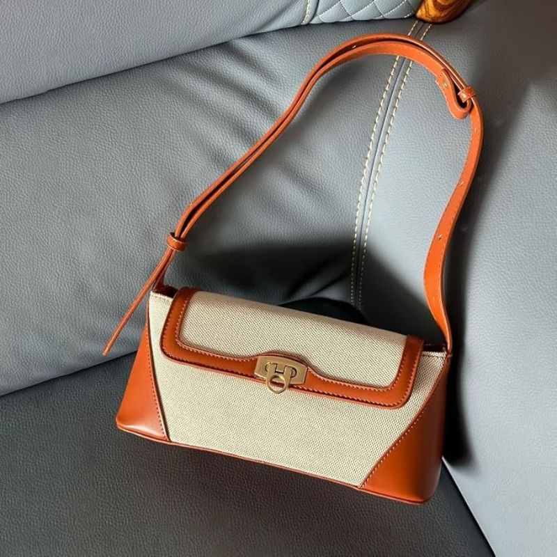 Patchwork Flap Crossbody Bag with Adjustable Strap