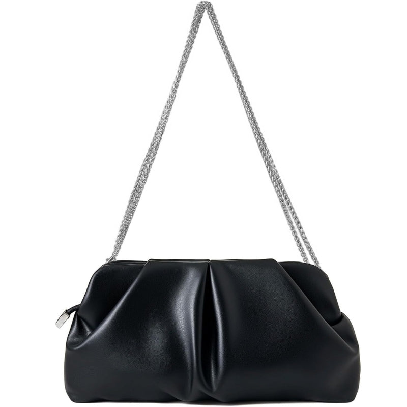 Women's Dressy Evening Bag Ruched PU Leather Clutch Purse