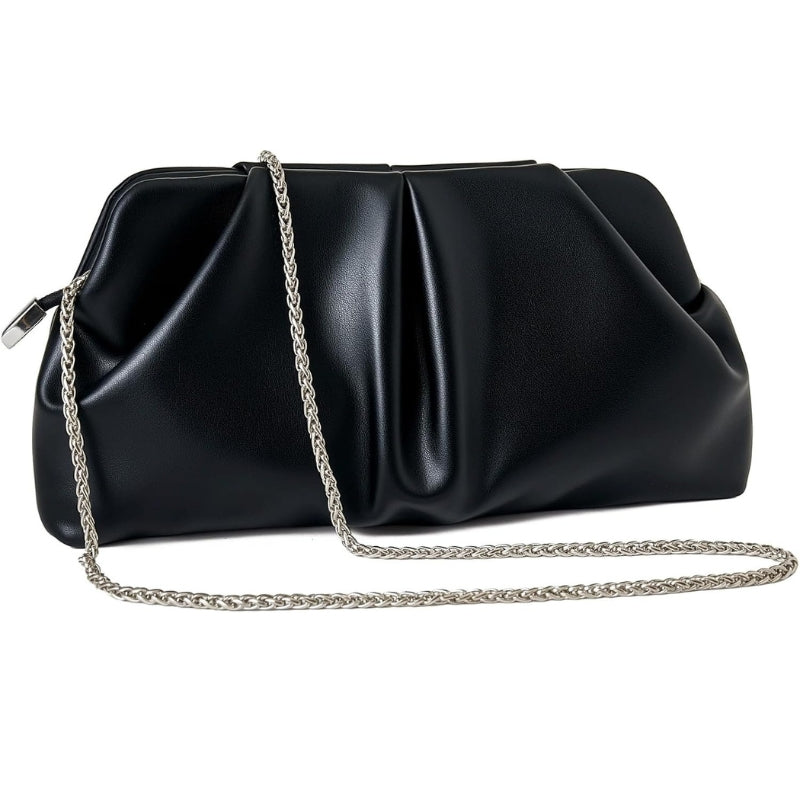 Women's Dressy Evening Bag Ruched PU Leather Clutch Purse