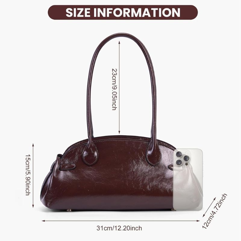 Vintage Glossy Leather Retro Minimalist Dome Shoulder Bag
