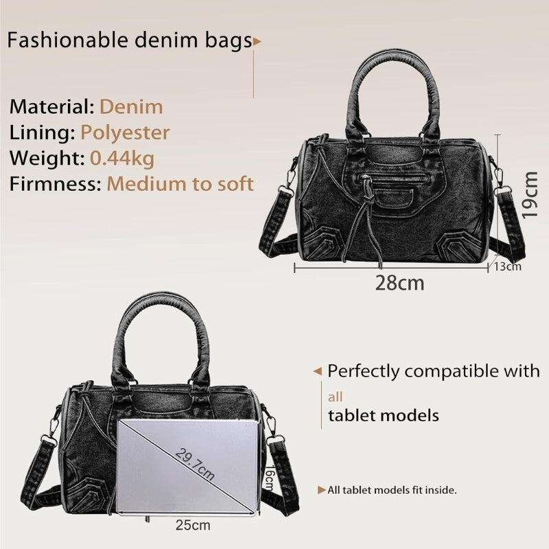 Women's Vintage Denim Boston Handbag