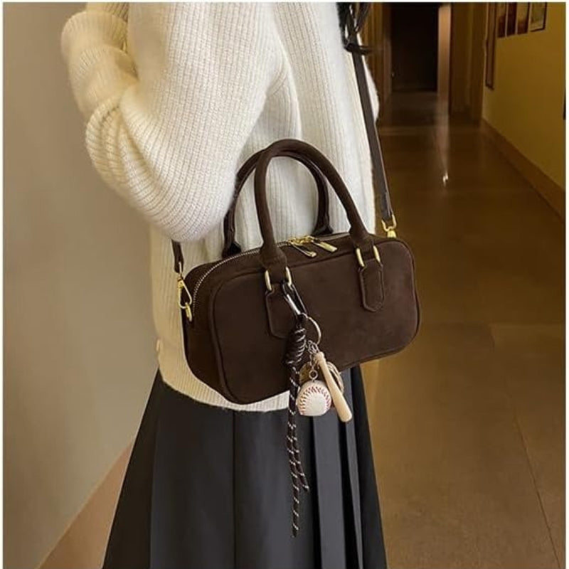 Suede Boston Totes Bag For Women Mini Tote Handbag