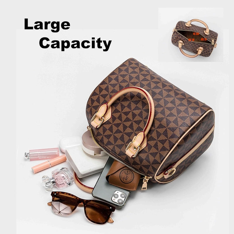 Women’s Vegan Leather Boston Barrel Bag Handbag