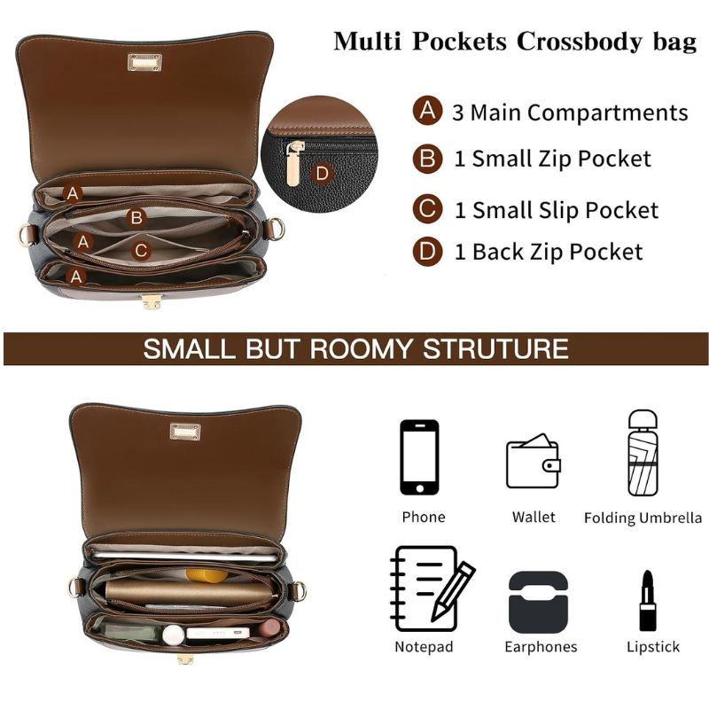 Women's Vegan Leather Satchel Crossbody Bag