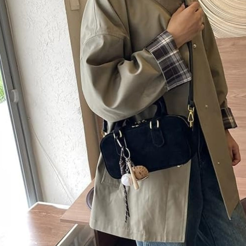 Suede Boston Totes Bag For Women Mini Tote Handbag