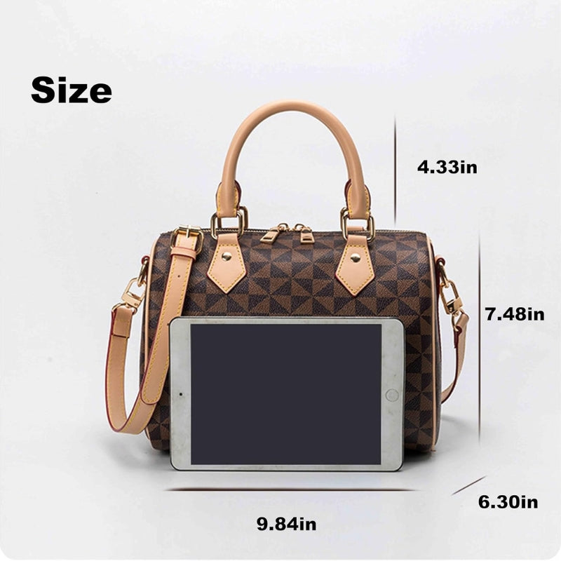 Women’s Vegan Leather Boston Barrel Bag Handbag