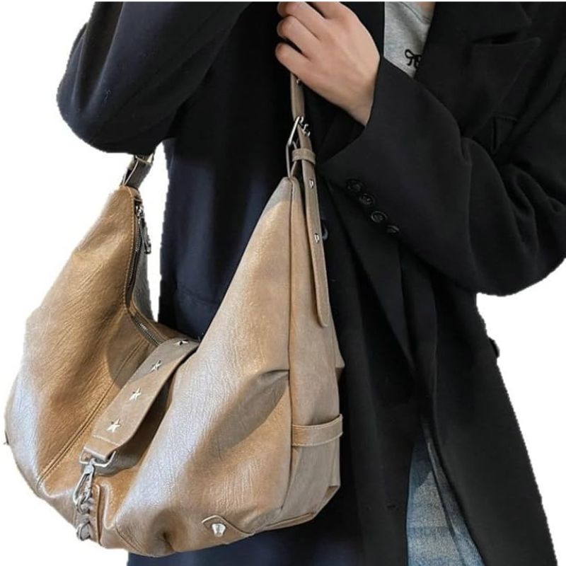 Y2K Vegan Leather Hobo Shoulder Bag