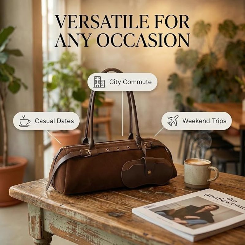 Vintage Suede Fabric Boston Shoulder Bag For Women Bag