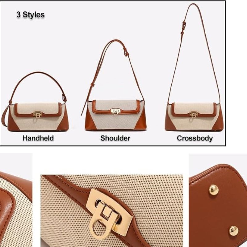 Patchwork Flap Crossbody Bag with Adjustable Strap