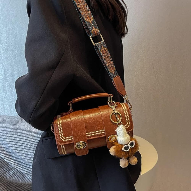 Women's Rhomboid Pattern Cylinderial Bucket Bag Handbag