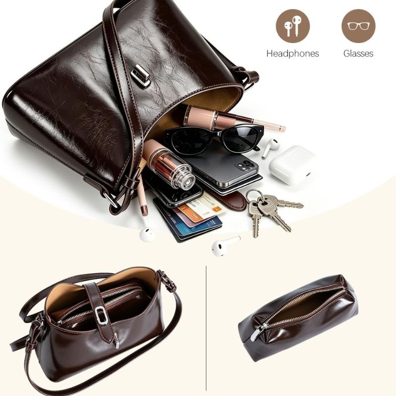 Purse Soft PU Leather Women 2-in-1 Set Crossbody Bag