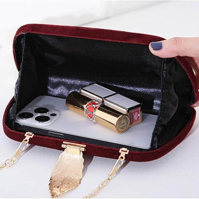 Vintage-Style Clutch With Metal Tab Clasp