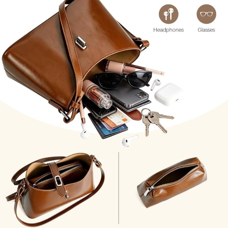 Purse Soft PU Leather Women 2-in-1 Set Crossbody Bag