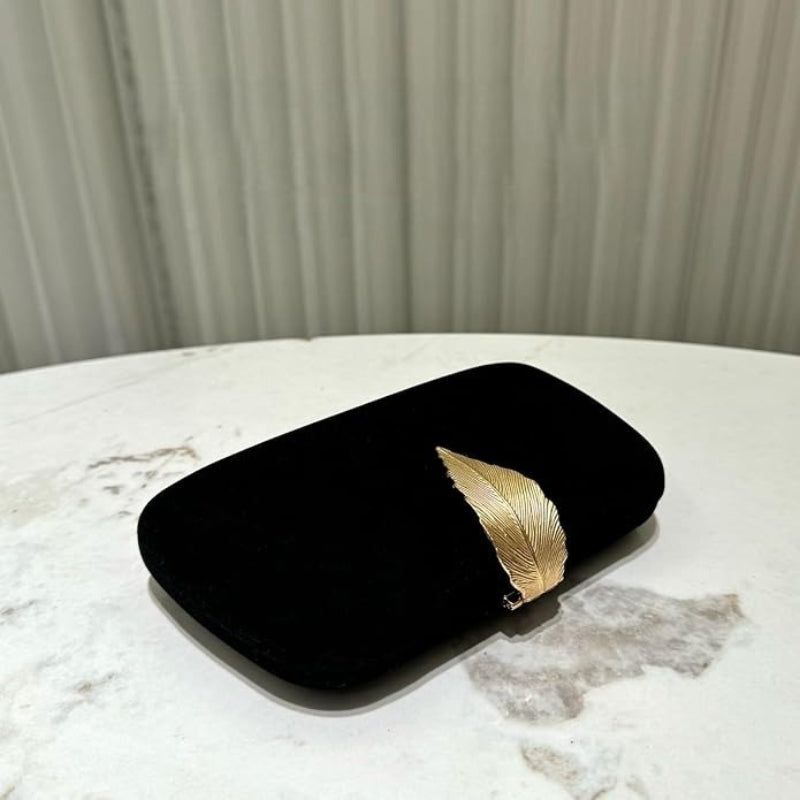 Vintage-Style Clutch With Metal Tab Clasp