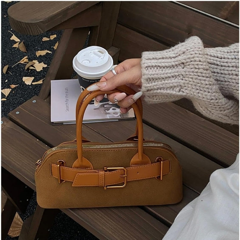 Women's Suede Shell-Shaped Leather Handbag