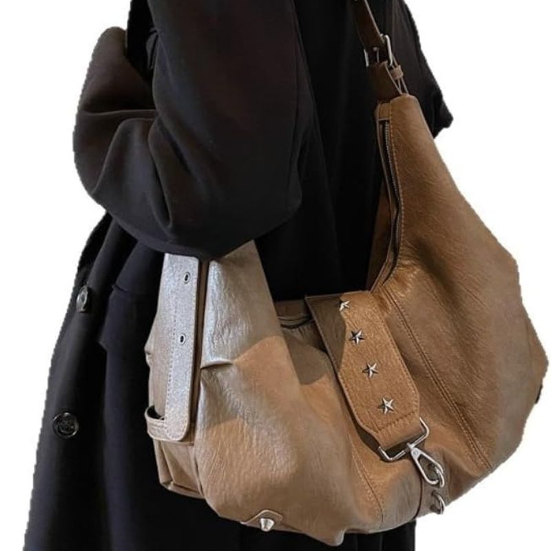 Y2K Vegan Leather Hobo Shoulder Bag