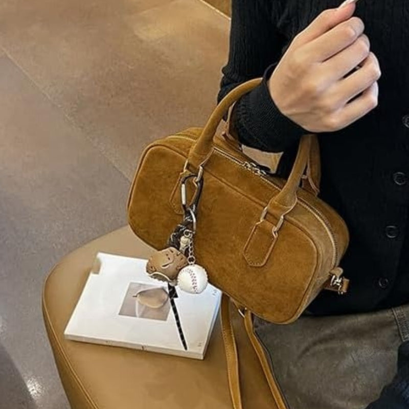 Suede Boston Totes Bag For Women Mini Tote Handbag