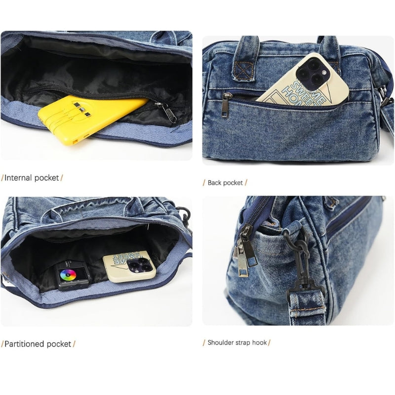 Large-Capacity Women's Denim Handbag