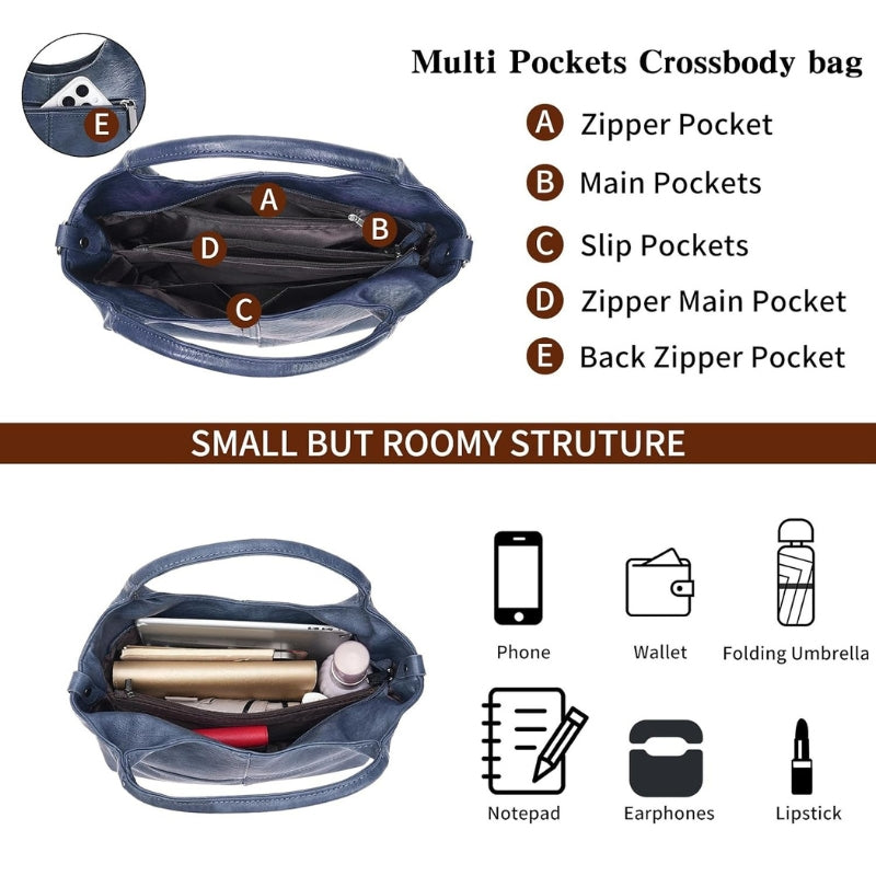 Medium Women's Soft Leather Hobo Handbag