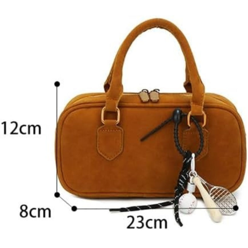 Suede Boston Totes Bag For Women Mini Tote Handbag