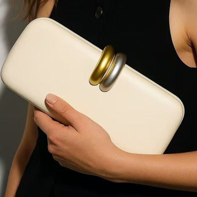 PU Leather Evening Clutch With Detachable Chain Crossbody Bag