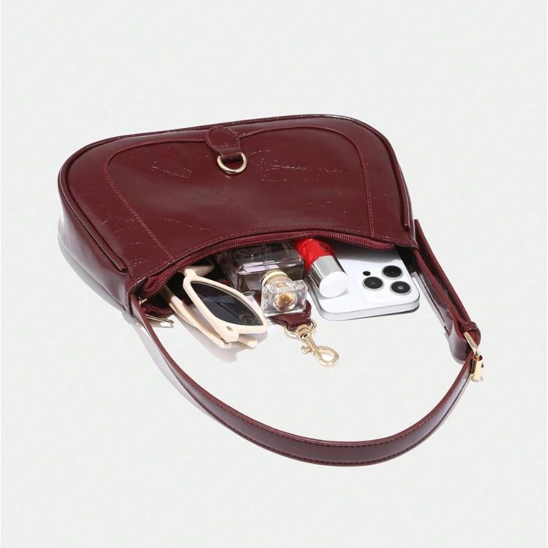 PU Leather Hobo Shoulder Bag with Adjustable Strap