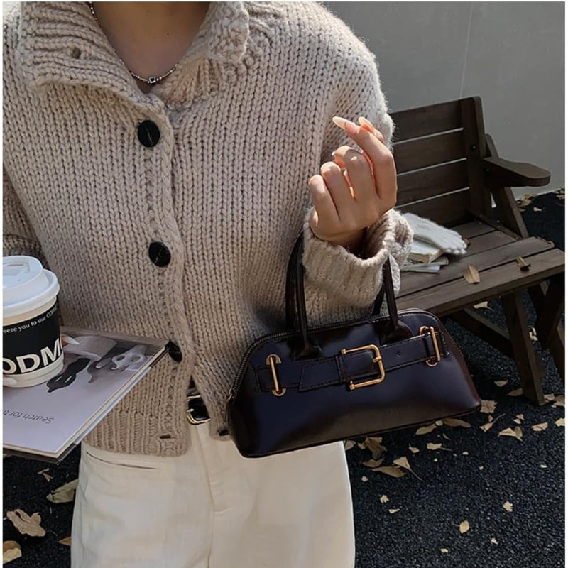 Women's Suede Shell-Shaped Leather Handbag