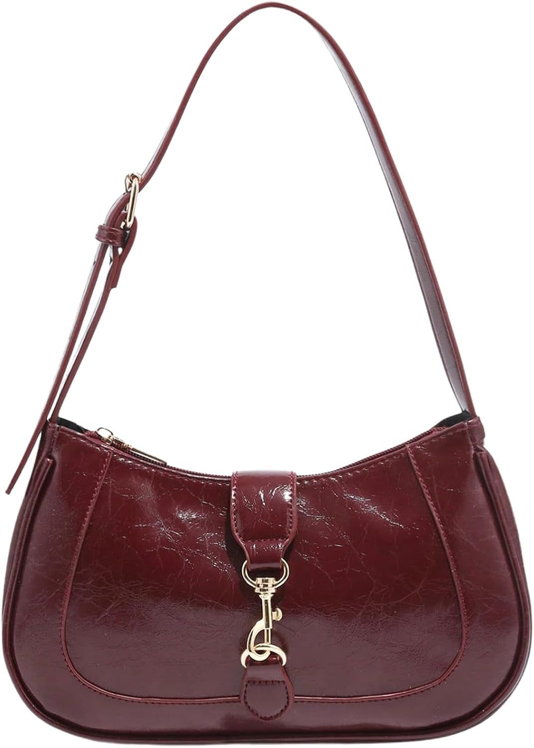 PU Leather Hobo Shoulder Bag with Adjustable Strap